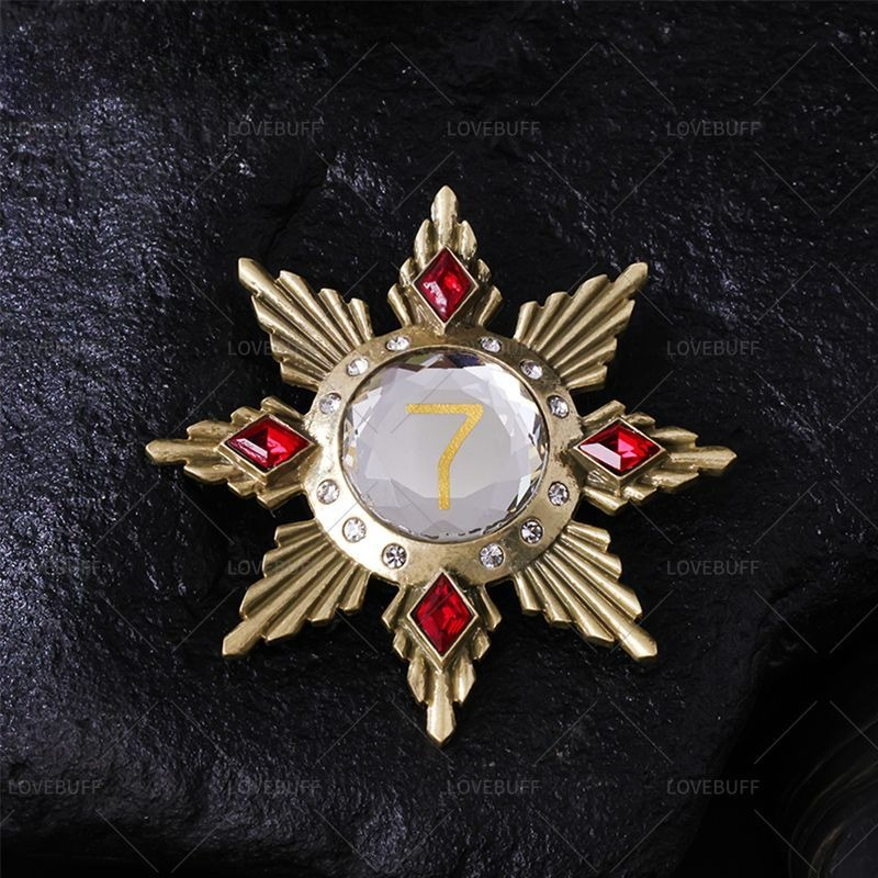 Vintage Collectible Clothing - Gouden stervormige nummer 7 broche ingelegd