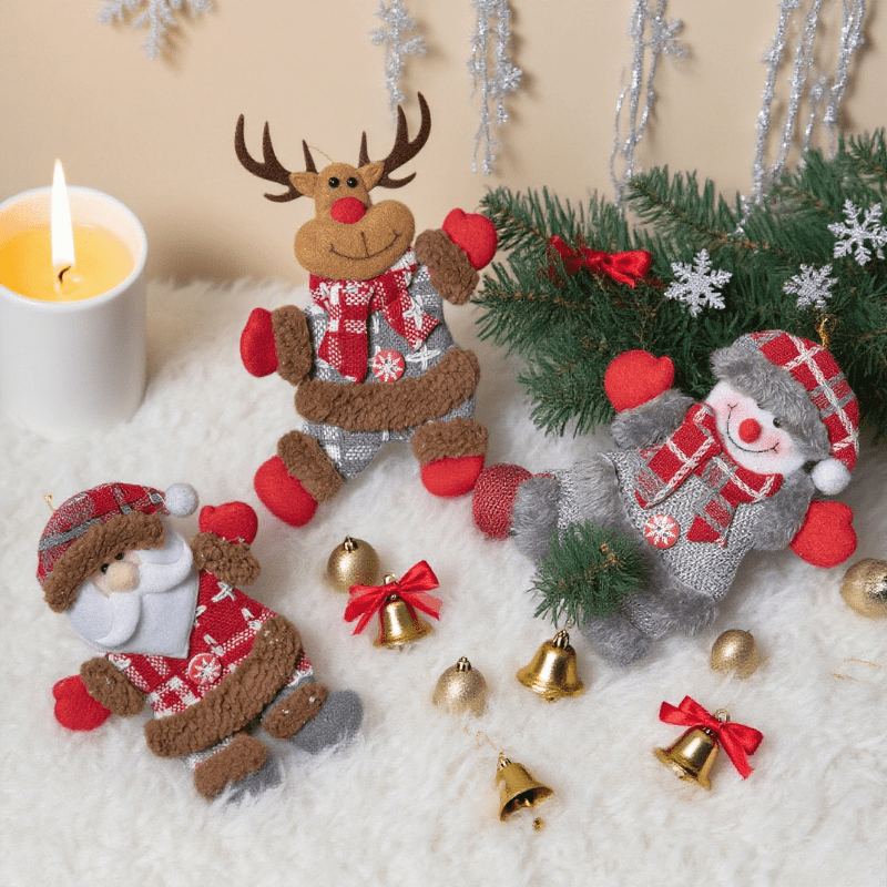 Vintage Collectible Santa - 3-delige set willekeurig gestileerde hangende ornamenten