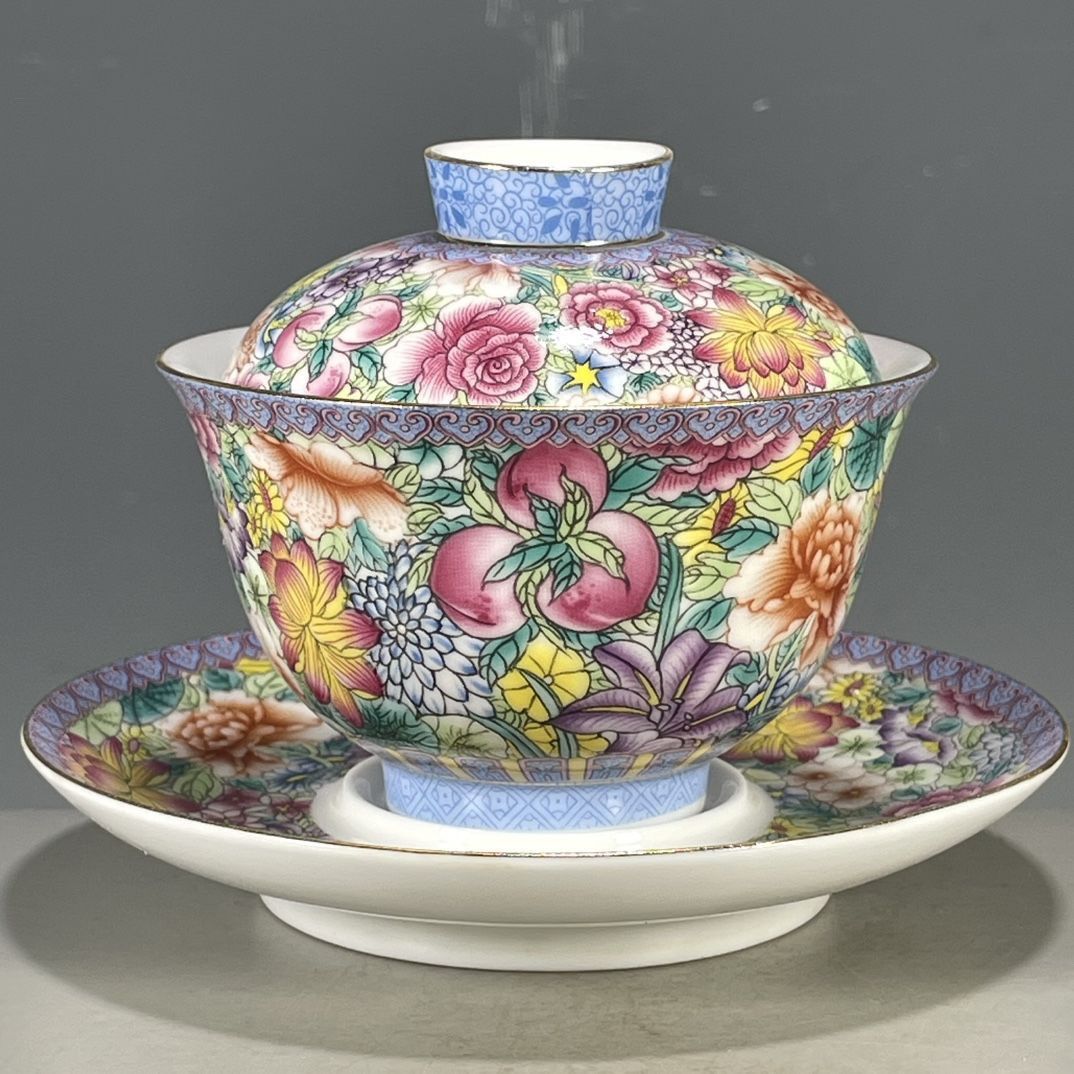 Vintage Collectible Pottery - Chinese vintage oude oven-gemaakt Falangcai 3-delige