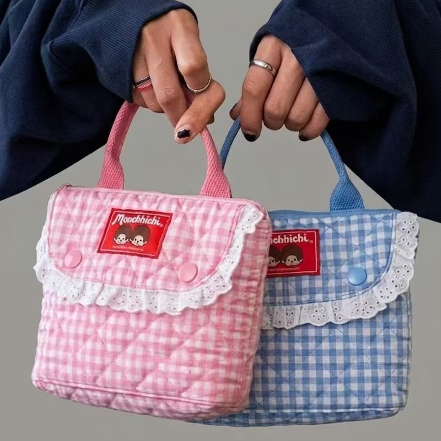 Vintage Items - Vintage geruite Munchki cartoon handtas voor