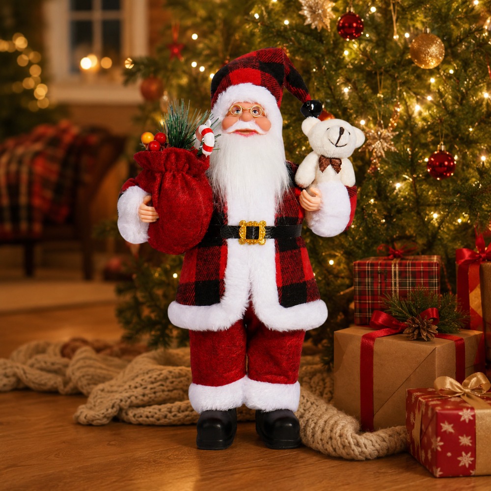 Rood en zwart geruit kerstmanb - Vintage Collectible Santa recensie en prijs